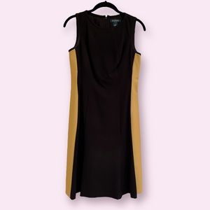 Lauren Ralph Lauren Faux Leather Colorblock A-Line Flare Dress